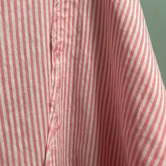 Gee Gee Pink Striped Shirt Button Down Lightweight Raw Hem Size Small - Picture 2 of 5